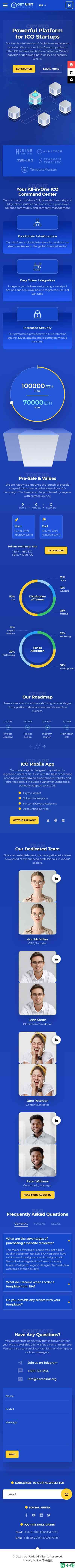 蓝色创新货币金融网站模板-手机预览